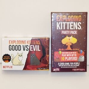 Two Exploding Kittens Card Games - Good vs Evil & Party Pack 10 players - NEW